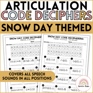 Snow Day Crack the Code Articulation Activities No Prep