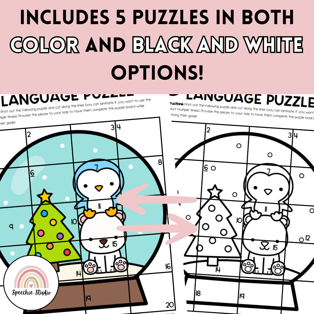 Christmas Articulation and Language Puzzles for Speech Therapy ...