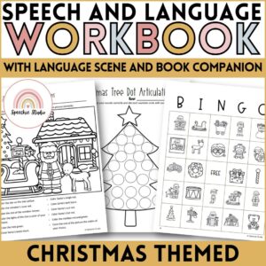 Christmas Themed Language and Articulation Workbook for Speech Therapy NO PREP
