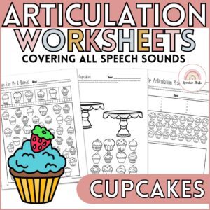 Cupcake Articulation Worksheets and Activities for Speech Therapy No Prep