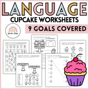Cupcake Language Worksheets and Activities for Speech Therapy No Prep