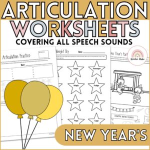 New Year's Articulation Worksheets and Activities for Speech Therapy No Prep