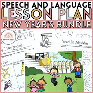 New Year's No Prep Language and Articulation Activities for Speech Therapy