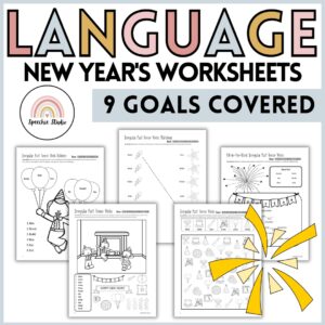 New Year's Language Worksheets and Activities for Speech Therapy No Prep