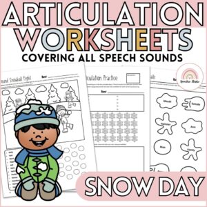 Snow Day Articulation Worksheets and Activities for Speech Therapy No Prep