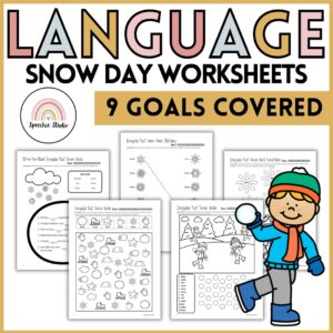 Snow Day Language Worksheets and Activities for Speech Therapy No Prep