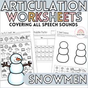 Snowman Articulation Worksheets and Activities for Speech Therapy No Prep