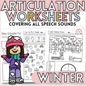 Winter Articulation Worksheets and Activities for Speech Therapy No Prep