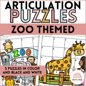 Zoo Themed Speech Therapy Articulation Puzzles and Activities