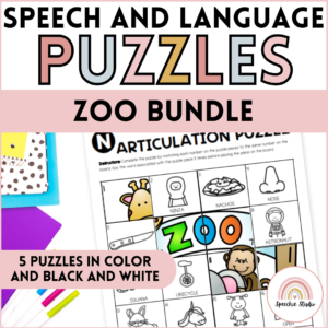 Zoo Themed Articulation and Language Puzzles for Speech Therapy