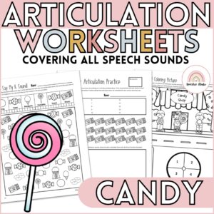 Candy Articulation Worksheets and Activities for Speech Therapy No Prep