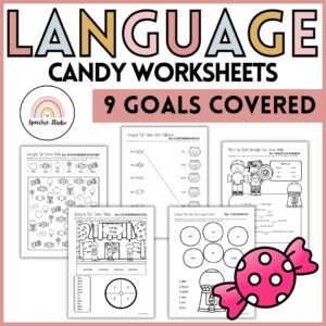 Candy Language Worksheets and Activities for Speech Therapy No Prep