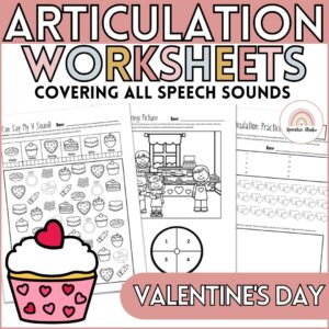 Valentine's Day Articulation Worksheets and Activities for Speech Therapy No Prep