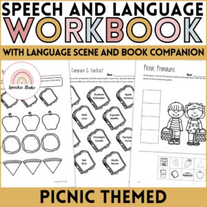 Picnic Themed Language and Articulation Workbook for Speech Therapy NO PREP