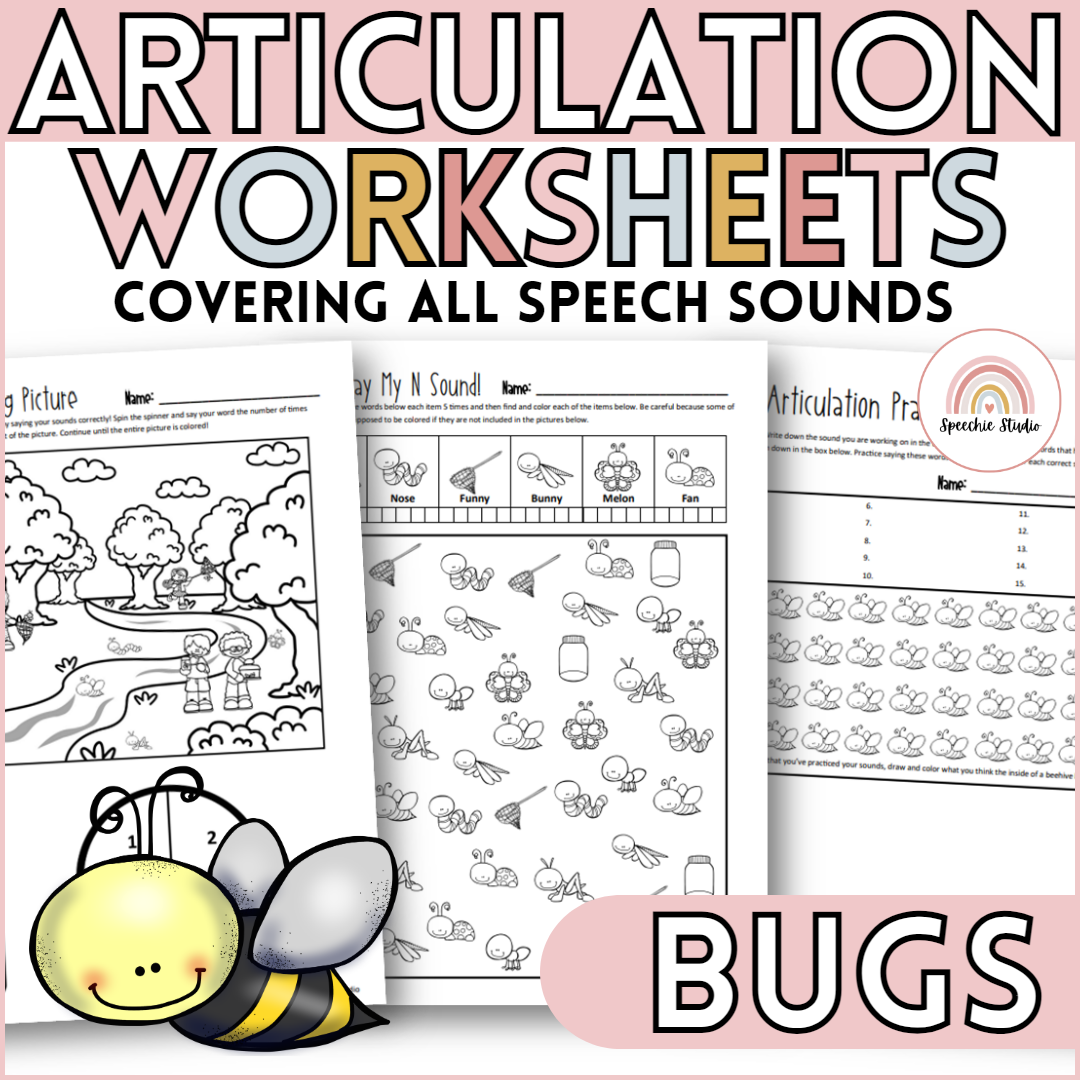 Bug Articulation Worksheets and Activities for Speech Therapy No Prep ...