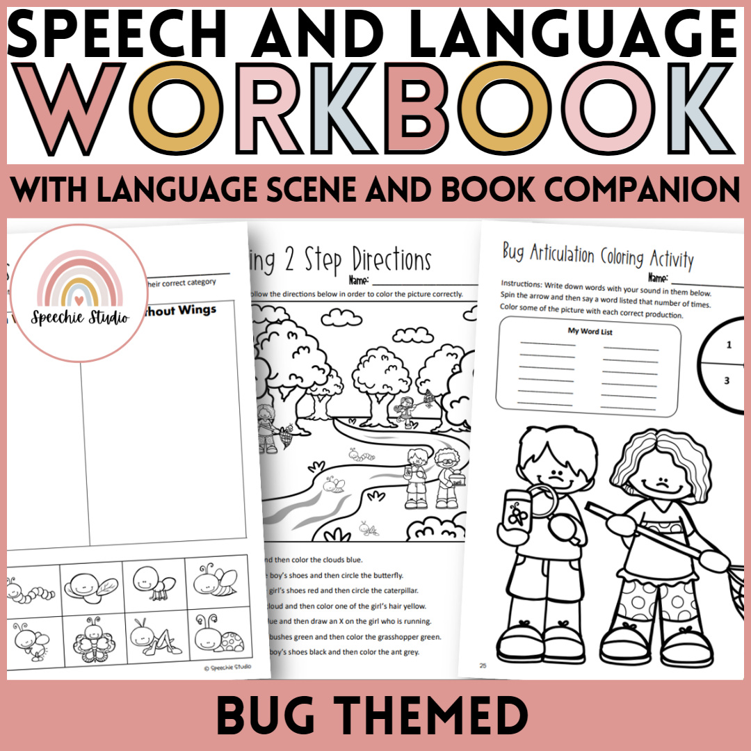 Bug Themed Language and Articulation Workbook for Speech Therapy NO ...
