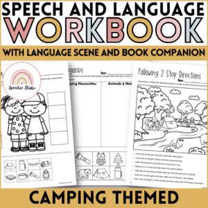 Camping Themed Language and Articulation Workbook for Speech Therapy NO PREP
