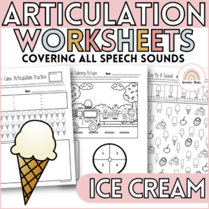 Ice Cream Articulation Worksheets and Activities for Speech Therapy No Prep