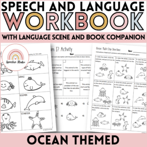 Ocean Themed Language and Articulation Workbook for Speech Therapy NO PREP