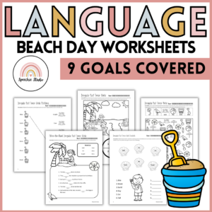 Beach Day Language Worksheets and Activities for Speech Therapy No Prep
