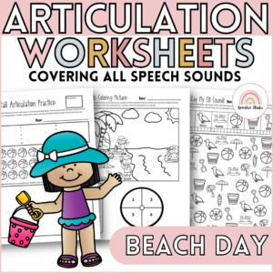 Beach Day Articulation Worksheets and Activities for Speech Therapy No Prep