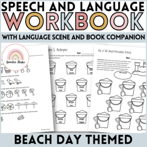 Beach Day Themed Language and Articulation Workbook for Speech Therapy NO PREP