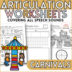 Carnival Articulation Worksheets and Activities for Speech Therapy No Prep