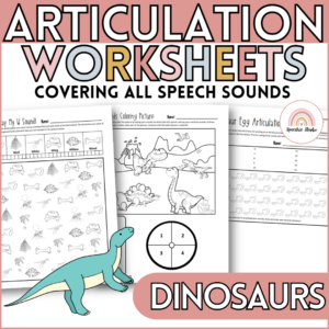 Dinosaur Articulation Worksheets and Activities for Speech Therapy No Prep