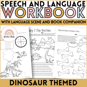 Dinosaur Themed Language and Articulation Workbook for Speech Therapy NO PREP