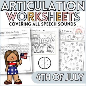 Fourth of July Articulation Worksheets and Activities for Speech Therapy No Prep