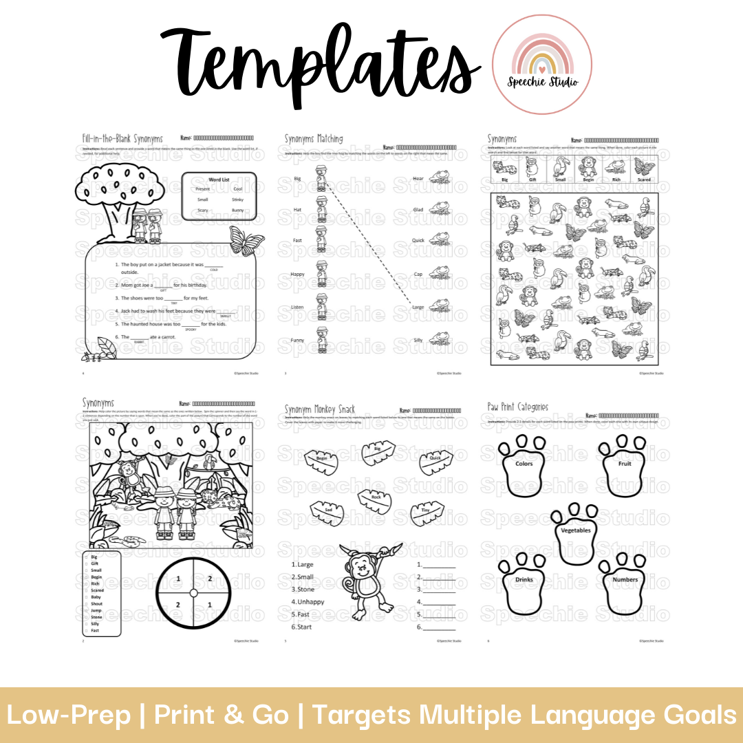 Rainforest Themed Language Worksheets and Activities for Speech Therapy ...