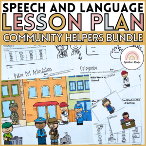 Community Helpers Themed No Prep Language and Articulation Activities for Speech Therapy