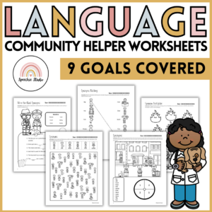Community Helpers Themed Language Worksheets and Activities for Speech Therapy No Prep