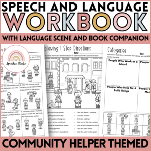 Community Helpers Language and Articulation Workbook for Speech Therapy NO PREP
