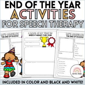 End of the Year Speech Therapy Activities for the Last Day of Speech