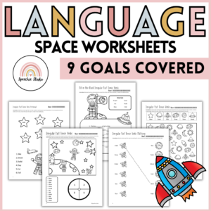 Space Themed Language Worksheets and Activities for Speech Therapy No Prep