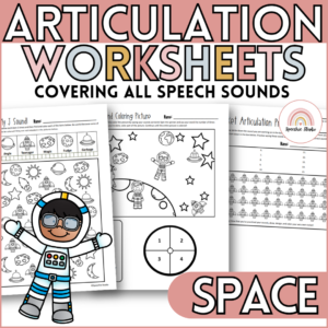 No Prep Space Themed Articulation Worksheets and Activities for Speech Therapy