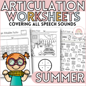 No Prep Summer Themed Articulation Worksheets and Activities for Speech Therapy