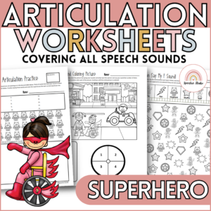 No Prep Superhero Themed Articulation Worksheets and Activities for Speech Therapy