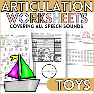 No Prep Toy Themed Articulation Worksheets and Activities for Speech Therapy